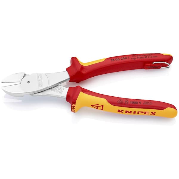 KNIPEX High Leverage Diagonal Cutters-1000V Insulated-Tethered