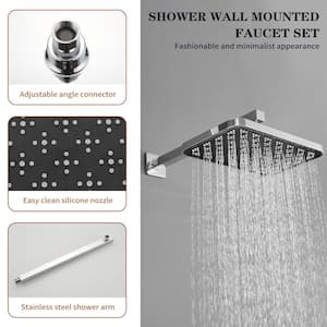 Single Handle 3-Spray Rain Shower Head Shower Faucet 2.5 GPM with High Pressure in. Polished Chrome(Valve Included)
