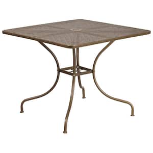 Gold Square Metal Outdoor Bistro Table
