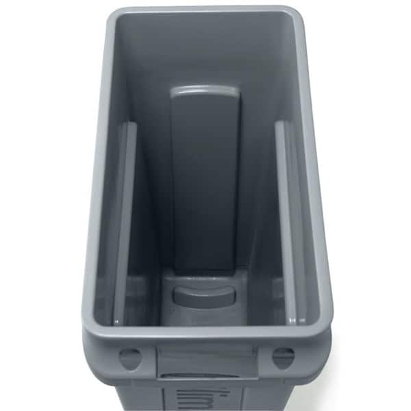 Slim Jim 23 Gal. Gray Vented Plastic Rectangular Trash Can Without Lid For Restaurants/Offices/Commercial Environments