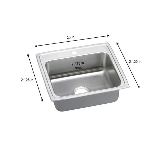 Lustertone 25 in. Drop-in Single Bowl 18-Gauge Stainless Steel Kitchen Sink Only