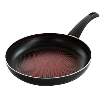 Piletti 10 in. Aluminum Frying Pan in Black and Red