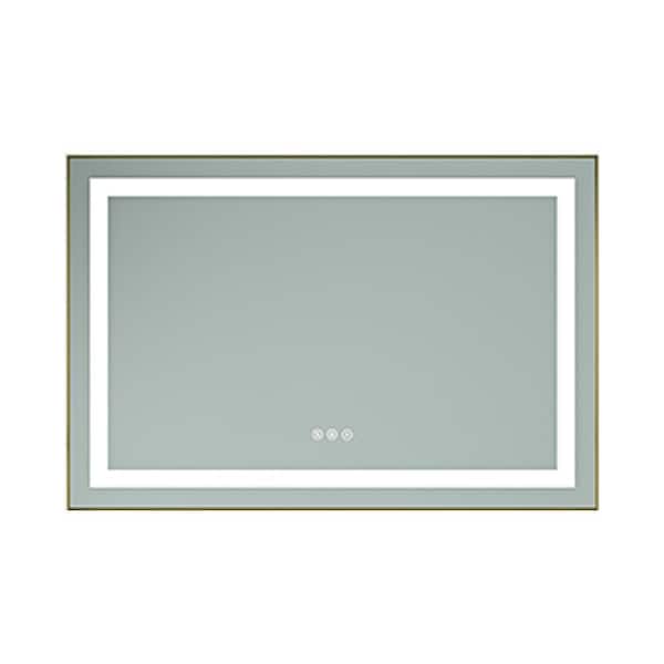 Unbranded Gold 36 in. W x 28 in. H Modern Rectangle Aluminium Framed Mirror Wall Mirror Bathroom Vanity Mirror