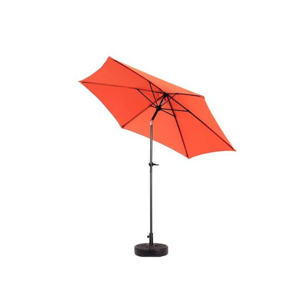 Tidoin 9 ft. Steel Market Tilt Patio Umbrella in Orange with Base