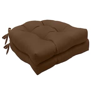 Tufted Chair Pad Brown Polyester Smooth 15 in. W x 15 in. L Indoor Cushion (2-Chair Pad Cushions)