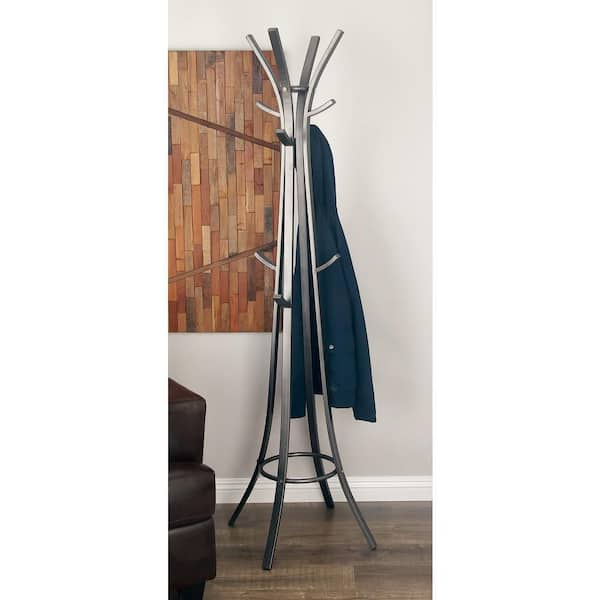 Litton Lane Dark Gray Metal 12 Hook Coat Rack 56979 The Home Depot