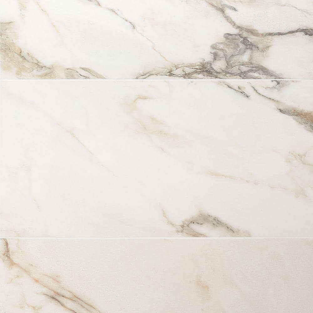 Calacatta Rustico 12" x 24" Polished Marble Look Porcelain Tile
