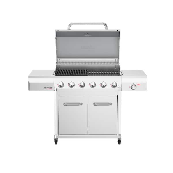 Nexgrill Gourmet Pro 6-Burner Stainless Steel Propane Gas Grill with Searing Side Burner and PVC Cover Bundle 300-10112