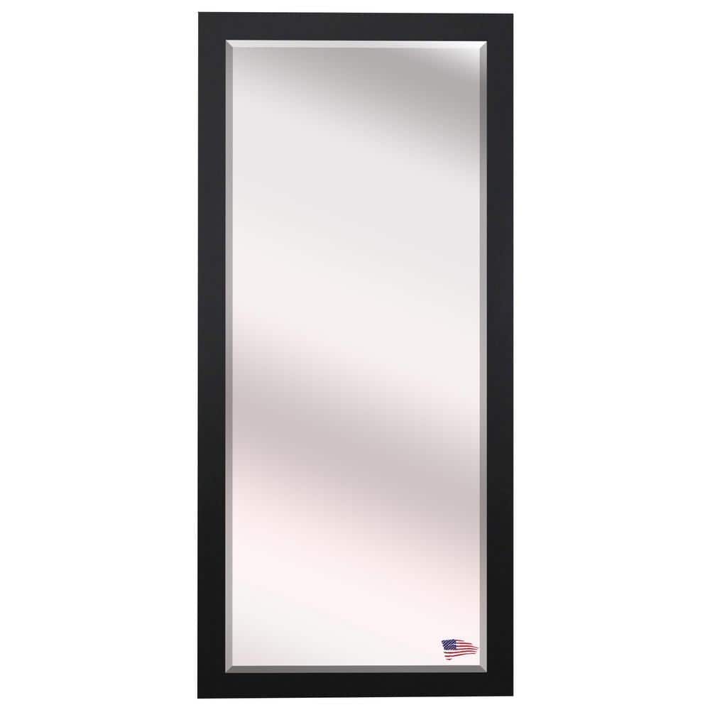 Oversized Satin Black Wood Beveled Glass Modern Mirror (71 in. H X 30.5 in.