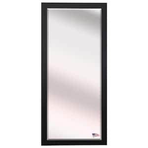 Oversized Satin Black Wood Beveled Glass Modern Mirror (71 in. H X 30.5 in. W)