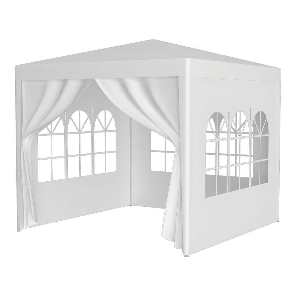 10 ft. x 10 ft. White Party Tent Outdoor Heavy Duty Gazebo Wedding Canopy +