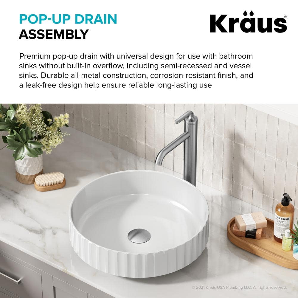 Spot-Free Stainless Steel Pop-Up Bathroom Sink Drain Assembly