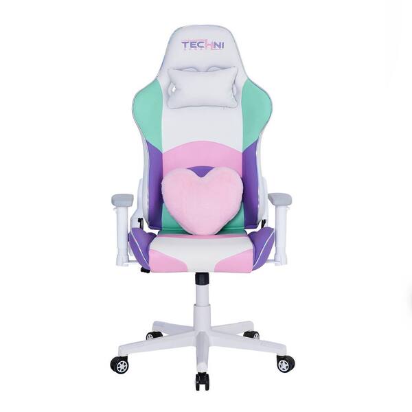 J&E Home Pink Memory Foam Seat Gaming Chair with Adjustable Arms