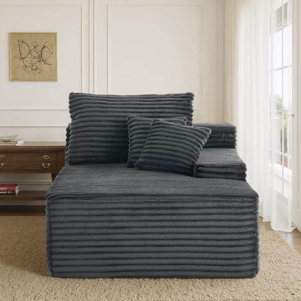Gray Right Arm Facing Cotton-Blend Flannel Polyester One Arm Sectional Chaise Lounge(Set of 1) price history on PriceWatchPro