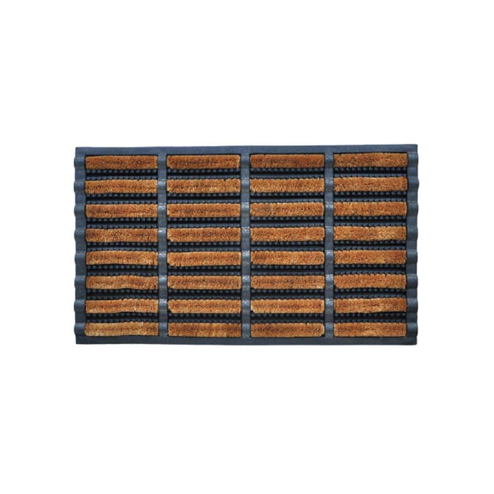 Natural 18 in. W x 30 in. L Rubber and Coir Rod Non-Slip Indoor Outdoor Doo