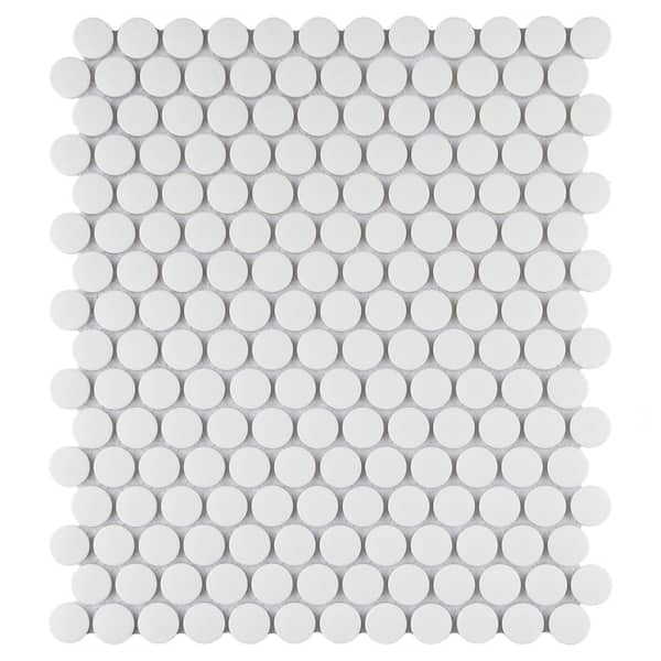 Merola Tile Gotham Penny Round White 9-3/4 in. x 11-1/2 in. Porcelain Mosaic Tile (8.0 sq. ft./Case)