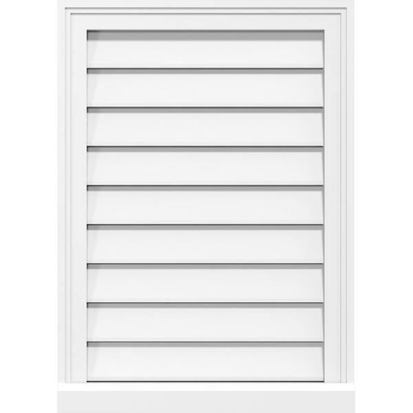 Ekena Millwork 14 in. x 24 in. Vertical Surface Mount PVC Gable Vent: Functional with Brickmould Sill Frame