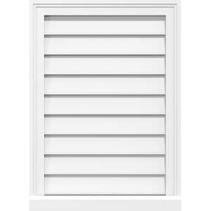14 in. x 28 in. Vertical Surface Mount PVC Gable Vent: Functional with Brickmould Sill Frame