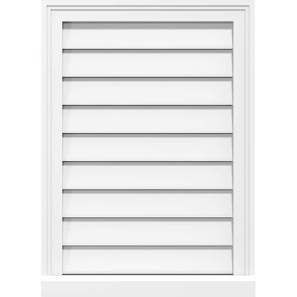 Ekena Millwork 14" x 32" Rectangular White PVC Paintable Gable Louver Vent Functional