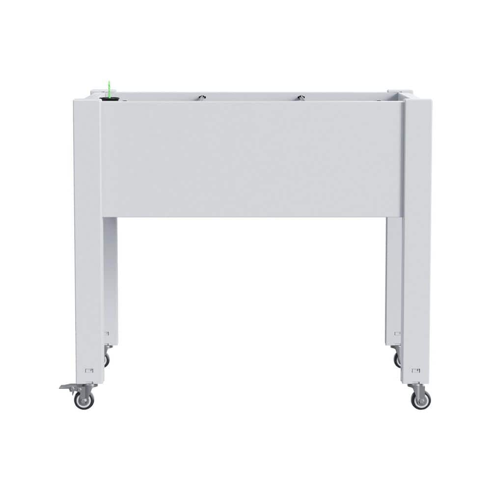 White Wood Rectangles Outdoor Mobile Raised Garden Bed with Wheels ...