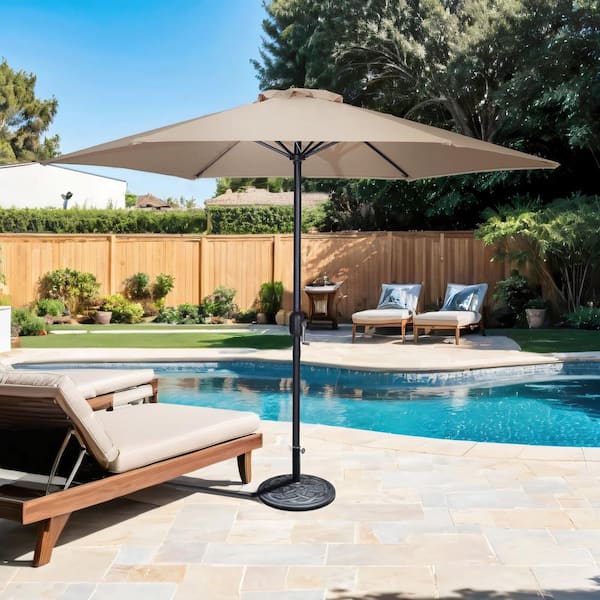Bliss 9 ft. Steel Market Patio Umbrella in Tan