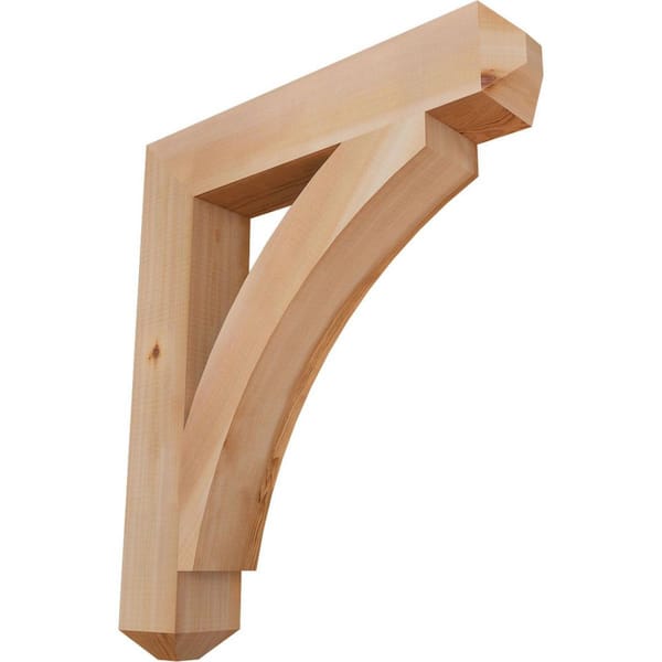 Ekena Millwork 3.5 in. x 26 in. x 22 in. Western Red Cedar Thorton Craftsman Smooth Bracket