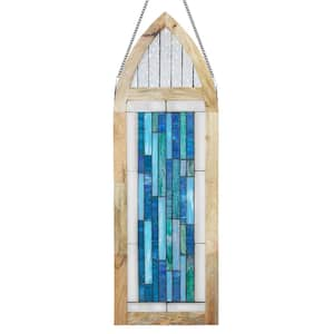 Oversized Geometric Cathedral Multicolored Stained Glass Window Panel