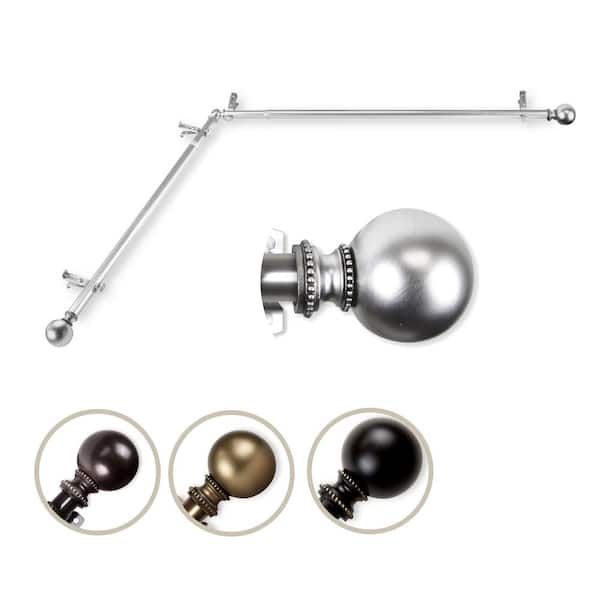 Unbranded 66 in. to 120 in. 13/16 in. Adjustable Corner Window Curtain Rod in Satin Nickel with Stevie Finials