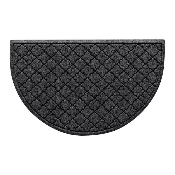Waterhog Cordova 24 in. x 39 in. Half Round PET Polyester Indoor Outdoor Door Mat Charcoal