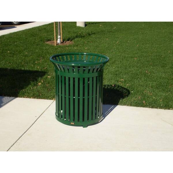 Paris 34 Gal. Green Steel Outdoor Trash Can with Steel Lid and