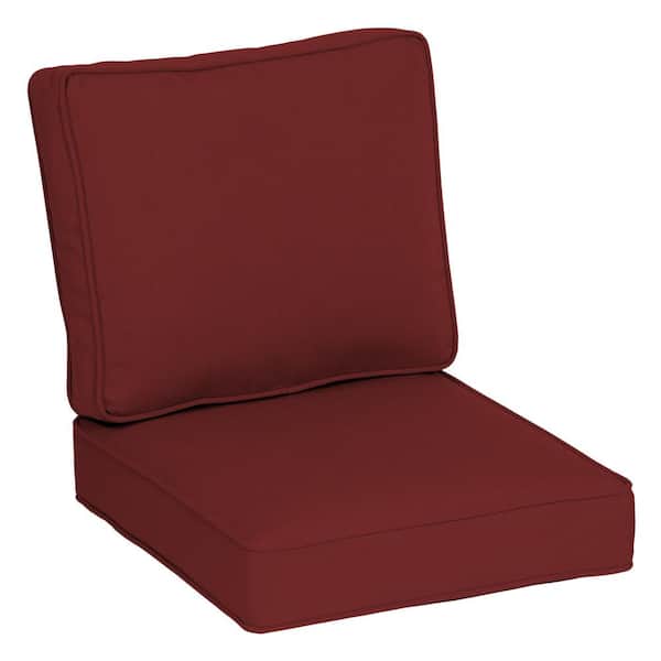 ARDEN SELECTIONS Oasis 22 in. x 24 in. Plush 2-Piece Deep Seating Outdoor Lounge Chair Cushion in Classic Red