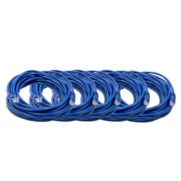 Micro Connectors, Inc 25 ft. Cat 6 Unshielded Twisted Pair Ethernet Patch Cable Snagless/Molded Boot-Blue (5-Pack)