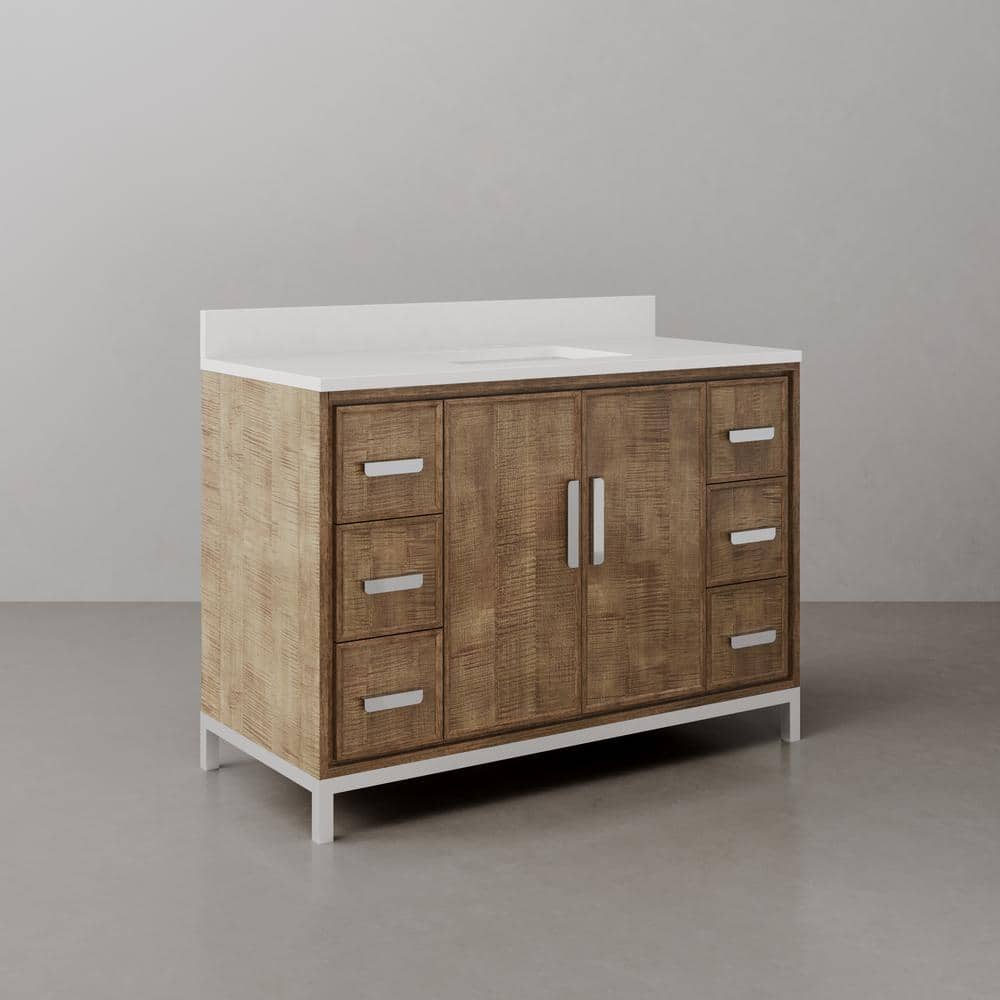 Westin 48" Lustrous Walnut Freestanding Single Bathroom Vanity with Quartz Top