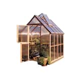 72 in. W x 96 in. D x 100 in. H Redwood Frame Polycarbonate Greenhouse