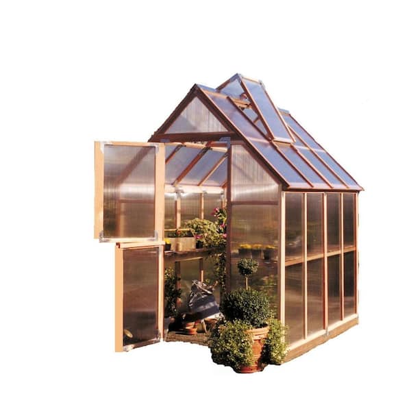 Sunshine Gardenhouse 72 in. W x 96 in. D x 100 in. H Redwood Frame Polycarbonate Greenhouse