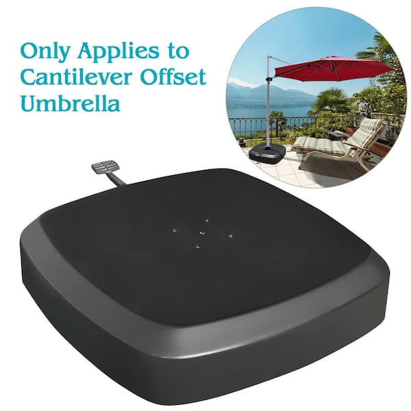 Costway 66 Lbs Patio Umbrella Weight Base Water Sand Filled Offset Foot Pedal With Wheel In Black Op70380 The Home Depot Costway 66 Lbs Patio Umbrella Weight, Offset Patio Umbrella Base With Wheels Sand Water Filled