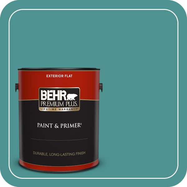 BEHR PREMIUM PLUS 1 gal. #500D-6 Mirage Lake Flat Exterior Paint & Primer
