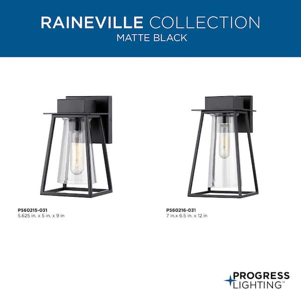 Progress Lighting Raineville 1-Light 12 in. Matte Black Outdoor