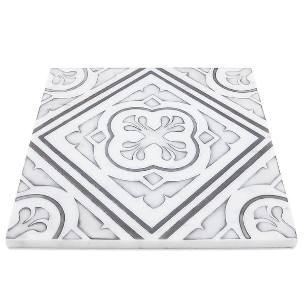 Jeffrey Court Checkmate White/Grey 11.875 in. x 11.875 in. Square Honed Carrara/Bardiglio Marble Mosaic Tile (9.79 Sq. ft./Case)