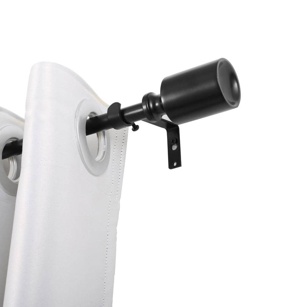 Adjustable Black Metal Curtain Rod with Decorative Finials, 86-120 Inch