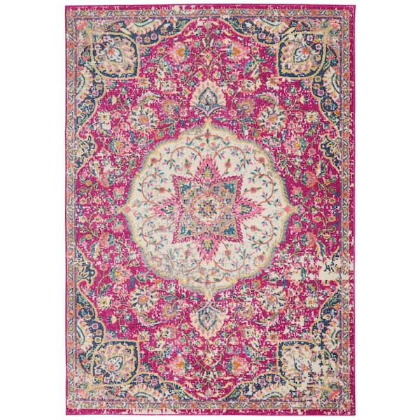 Nourison Passion Pink 4 ft. x 6 ft. Persian Medallion Transitional Area Rug