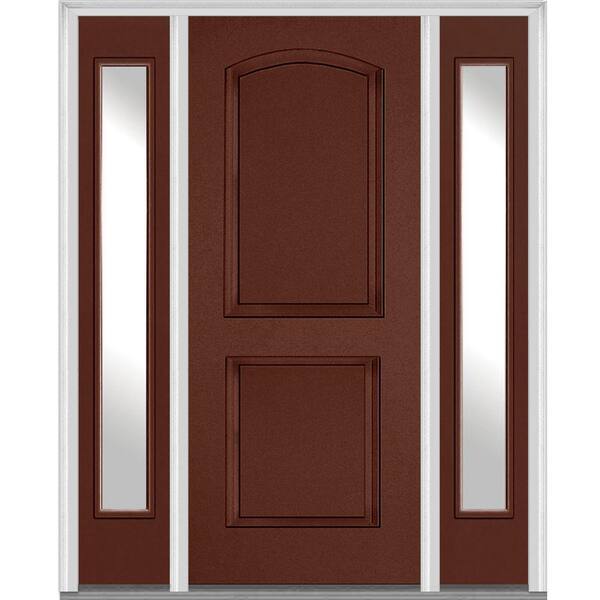 MMI Door 64 in. x 80 in. Right Hand Inswing 2-Panel Arch Painted Fiberglass Smooth Prehung Front Door with Sidelites