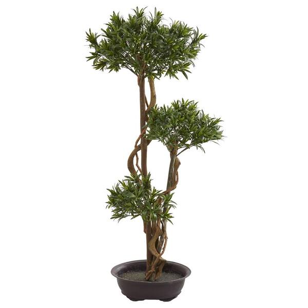 Nearly Natural Indoor 46 in. Bonsai Styled Podocarpus Artificial Tree