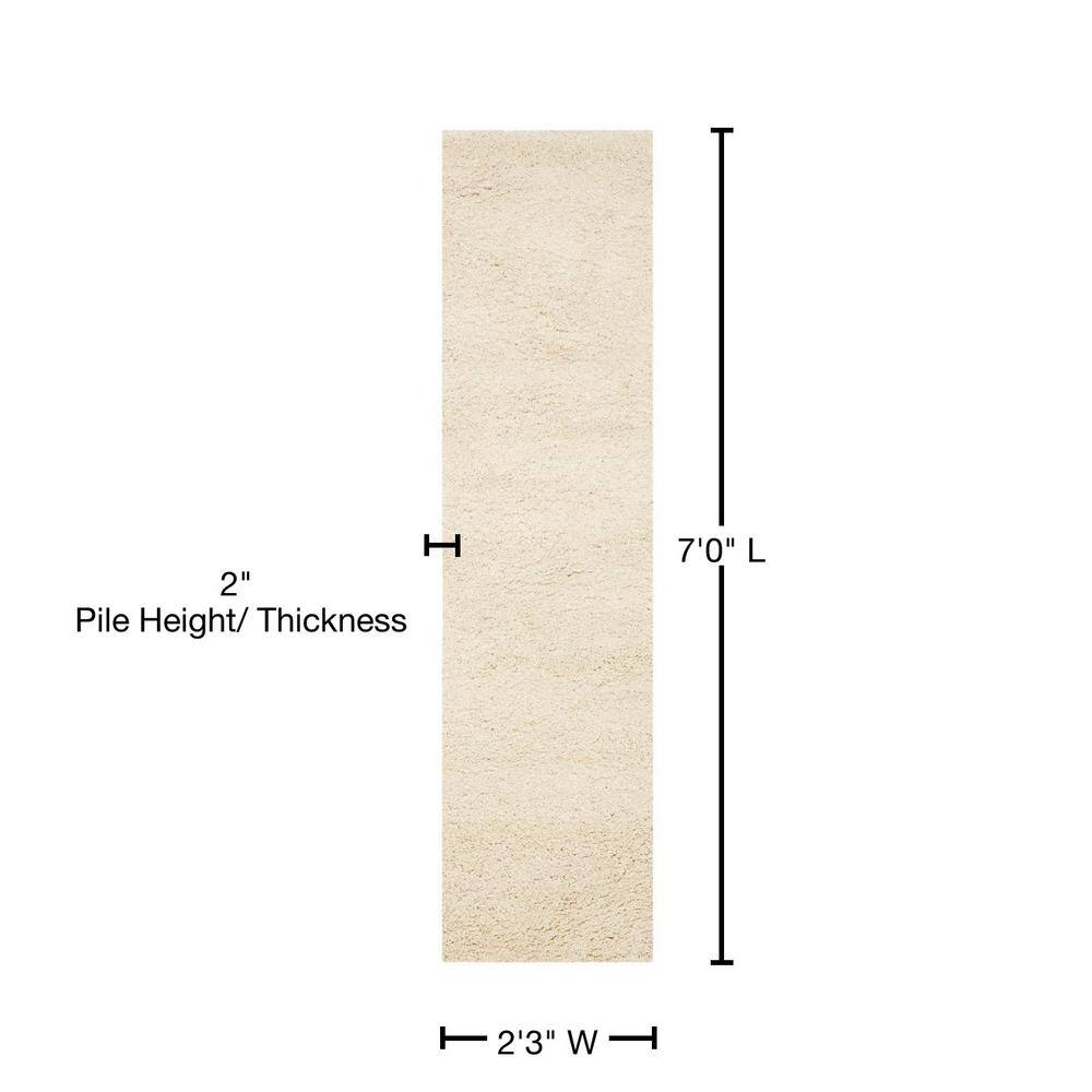 Coastal Comfort Ivory Synthetic Shag Runner Rug, 2'3" x 7'