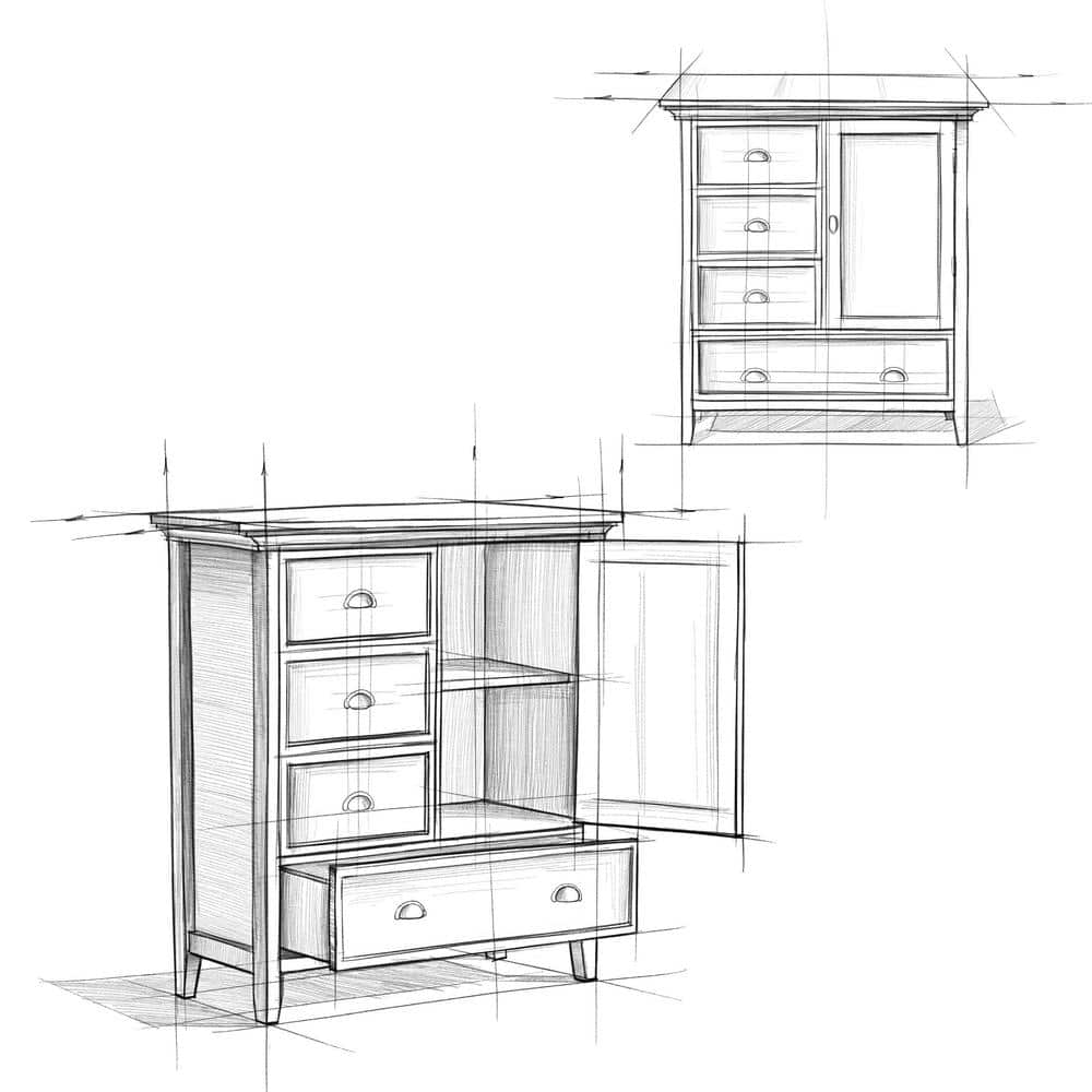 Farmhouse Grey Solid Wood Freestanding Office Storage Cabinet