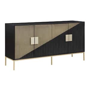 Midnight Hour & Champagne Wood Top 68 in. Credenza with Four Doors