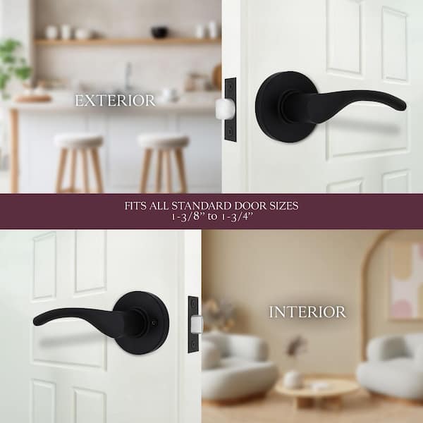 Primrose Matte Black Passage Hall/Closet Door Lever 4-Pack