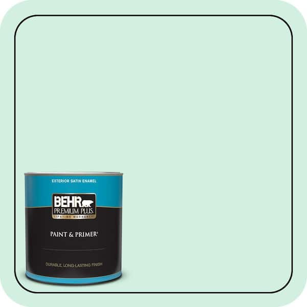 BEHR PREMIUM PLUS 1 qt. #480C-2 Pastel Jade Satin Enamel Exterior Paint & Primer