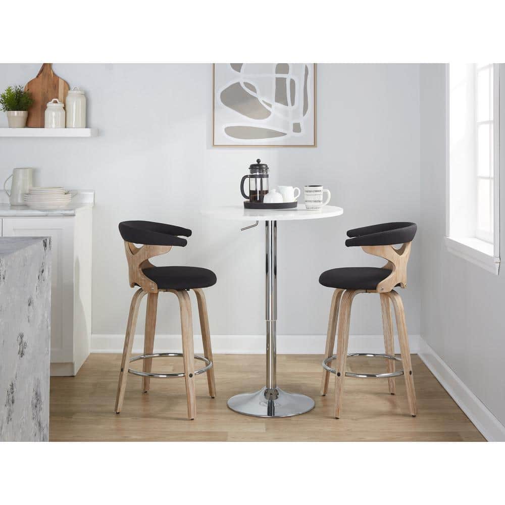 Set of 2 Gardenia Counter Height Barstools - LumiSource: Swivel, Upholstered, Foam-Filled