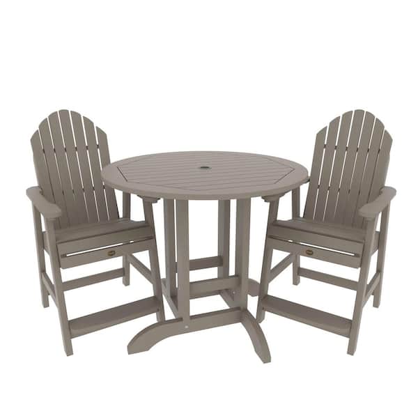 Highwood The Sequoia Professional Commercial Grade Muskoka 3-Piece Adirondack Bistro Dining Set in Counter Height w/36 in. Table